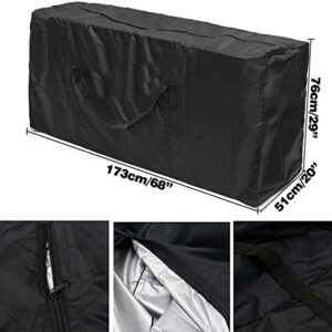 Patio Cushion Storage Bag, Outdoor Furniture Cover Waterproof Dust-Proof Storage Bag Rectangular with Zippers and Handles Carrying Bag (S 48"x15"x21")