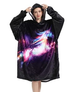 kyku unicorn wearable blanket for men women adults super soft warm galaxy animal blanket hoodie sweatshirt colorful hooded