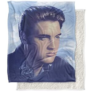 elvis presley blanket, 50"x60", big portrait silky touch sherpa back super soft throw blanket