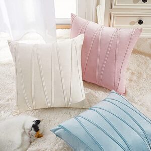 Top Finel Decorative Throw Pillow Covers 18 X 18 Inch,Soft Solid Velvet Pillow Covers Cushion Case for Sofa Bedroom 45 X 45 Cm (Pack of 2) Cream White