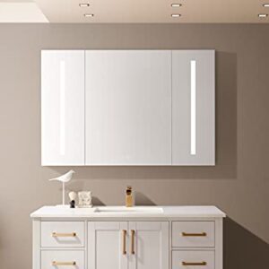 Vinnova Rieti 48" Rectangle Frameless LED Lighted Bathroom Vanity Medicine Cabinet Wall Mounted Mirror