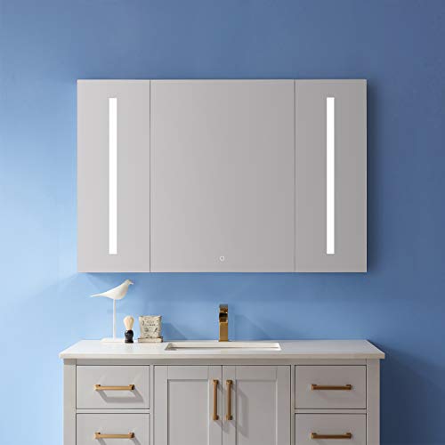 Vinnova Rieti 48" Rectangle Frameless LED Lighted Bathroom Vanity Medicine Cabinet Wall Mounted Mirror