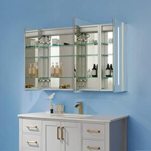 Vinnova Rieti 48" Rectangle Frameless LED Lighted Bathroom Vanity Medicine Cabinet Wall Mounted Mirror