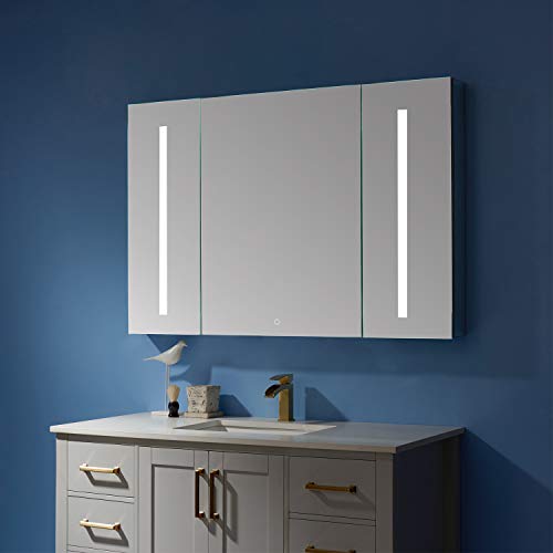 Vinnova Rieti 48" Rectangle Frameless LED Lighted Bathroom Vanity Medicine Cabinet Wall Mounted Mirror