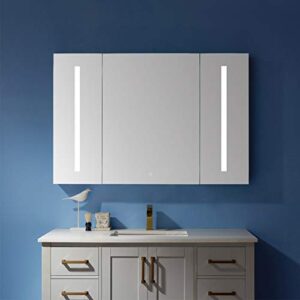 Vinnova Rieti 48" Rectangle Frameless LED Lighted Bathroom Vanity Medicine Cabinet Wall Mounted Mirror