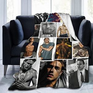 charlie hunnam soft and comfortable warm fleece blanket for sofa, bed, office knee pad,bed car camp beach blanket throw blankets (black, 50"x40") … (50"x40") … (60"x50")
