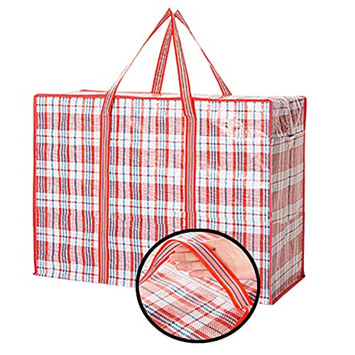 50L Extra Large Storage Bag SQXBK 60x45x20cm/23.62x17.71x7.87inch Red Checkered Water Resistant Organizer Bag Moving Bag Carrying Tote with Zipper and Carrying Handle for Clothes Bedding Comforter, Pillow