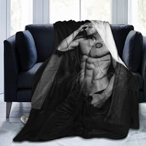 jensen ackles soft and comfortable warm fleece throw blankets yoga blankets beach blanket picnic blankets for sofa bed camping travel … (60"x50")