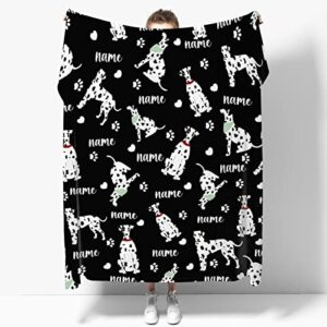audumbara custom blanket with dalmatian personalized name flannel throw blanket for little girl boy kid funny meaningful gift for all season (60"x50") medium size for teen