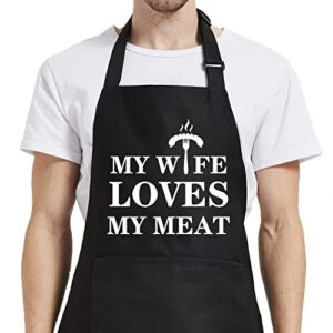 gvlrbut funny grilling aprons for men, gag gifts for men, cooking bbq grill chef apron for dad naughty gifts for him husband from wife, black, one size
