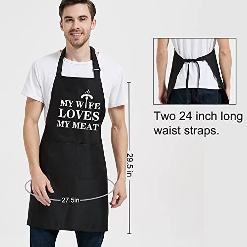 Gvlrbut Funny Grilling Aprons for Men, Gag Gifts for Men, Cooking BBQ Grill Chef Apron for Dad Naughty Gifts for Him Husband from Wife, Black, One Size