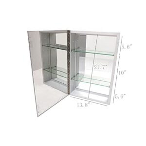 FixtureDisplays® 16X24" Recess Glass Mirror Vanity Bathroom Medicine Cabinet Aluminum Frame 15112-NF