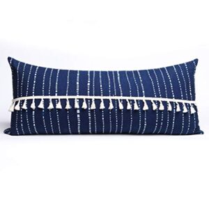 flber decorative pillows throw pillow tassel sham couch pillowcase cushion covers,12"x27" (indigo)