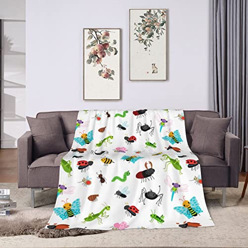 Insects Blanket Air Conditioning Cute Blanket Soft, Animals Throw Blanket Flannel Funny Blanket(50"x40")