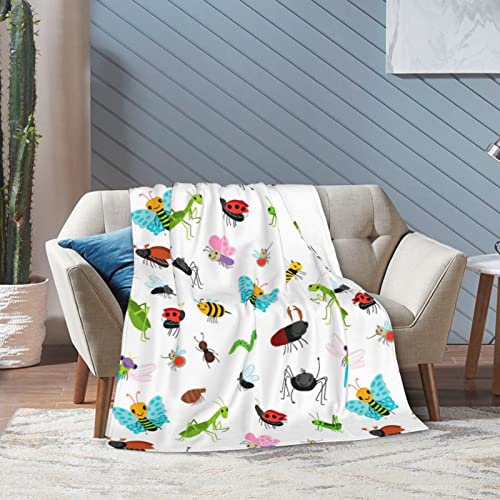 Insects Blanket Air Conditioning Cute Blanket Soft, Animals Throw Blanket Flannel Funny Blanket(50"x40")