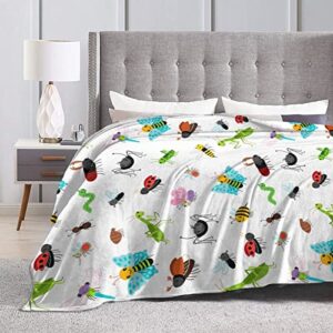 Insects Blanket Air Conditioning Cute Blanket Soft, Animals Throw Blanket Flannel Funny Blanket(50"x40")