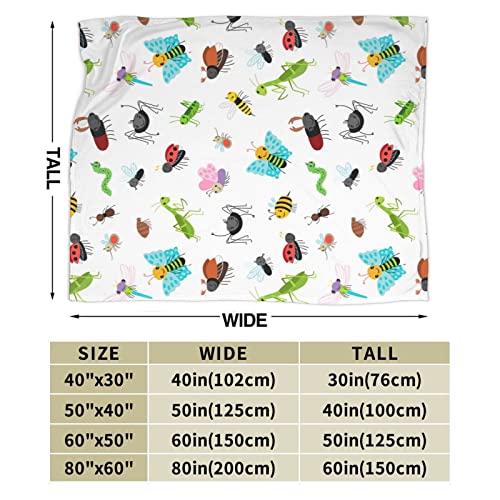 Insects Blanket Air Conditioning Cute Blanket Soft, Animals Throw Blanket Flannel Funny Blanket(50"x40")