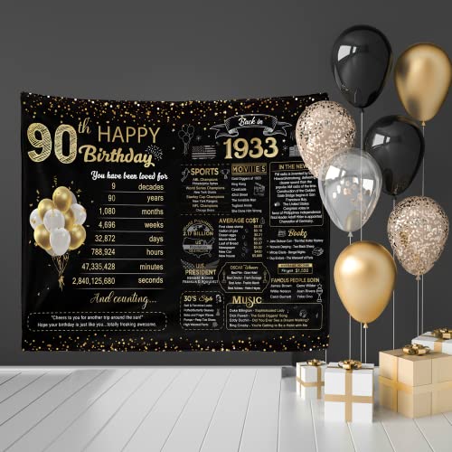 Yomaisky 90th Birthday Gifts for Women Men 1933 90th Birthday Blanket Gift for Mom Dad Grandparents 90 Year Old Birthday Gift Idea for Grandparents 90th Birthday Decorations Blanket 60x50Inch