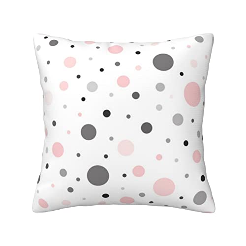 EWMAR Pink Gray White Modern Polka Dot Pattern Throw Pillow Covers Cushion Decorative Pillowcases for Sofa Couch Living Room Outdoor Home Decor