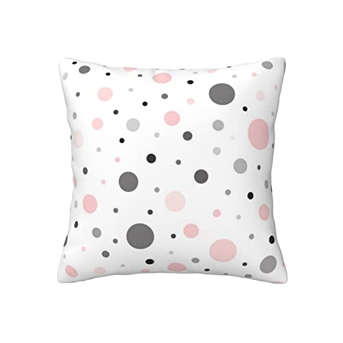 EWMAR Pink Gray White Modern Polka Dot Pattern Throw Pillow Covers Cushion Decorative Pillowcases for Sofa Couch Living Room Outdoor Home Decor