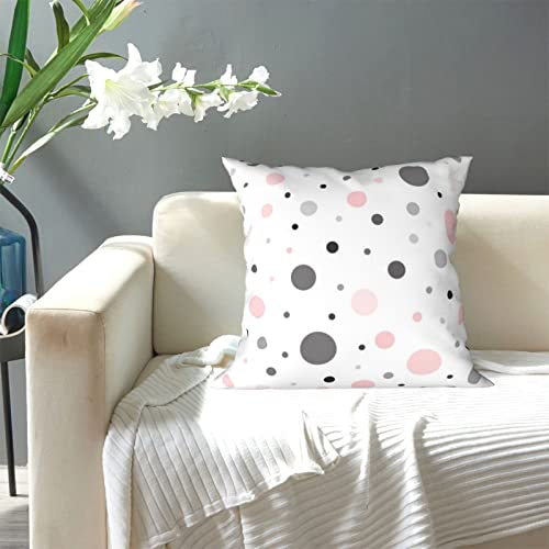 EWMAR Pink Gray White Modern Polka Dot Pattern Throw Pillow Covers Cushion Decorative Pillowcases for Sofa Couch Living Room Outdoor Home Decor