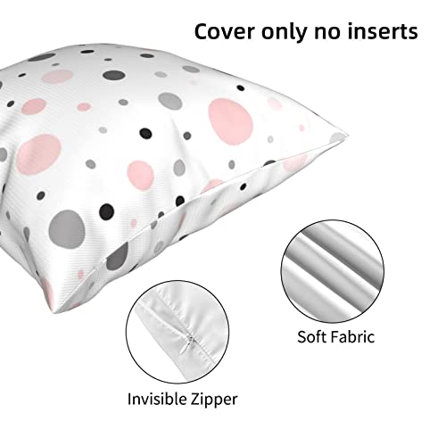 EWMAR Pink Gray White Modern Polka Dot Pattern Throw Pillow Covers Cushion Decorative Pillowcases for Sofa Couch Living Room Outdoor Home Decor