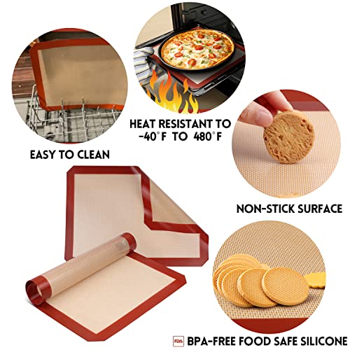 STATINT Non-Stick Silicone Baking Mat, Premium Food Safe - Pack of 2, for Cookie Oven Reusable Mat