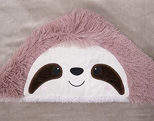 Mutjida Sloth Wearable Hooded Blanket for Adults - Adorable Soft Cozy Plush Flannel Fleece & Sherpa Hoodie Throw Cloak Wrap - Sloth Gift for Women (Pink Fur)