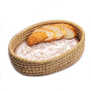 bread basket with warming stone-terracotta, serve warm sourdough,tortilla, roti, hot plate trivet for buffet food warmer, banneton, bread baker gift for bread maker women & men house warming, new home