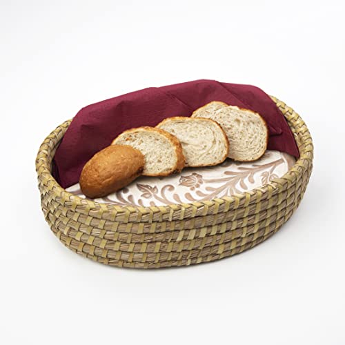 Bread Basket with Warming Stone-Terracotta, Serve Warm Sourdough,Tortilla, Roti, Hot Plate Trivet for Buffet Food Warmer, Banneton, Bread Baker Gift for Bread Maker Women & Men House Warming, New Home