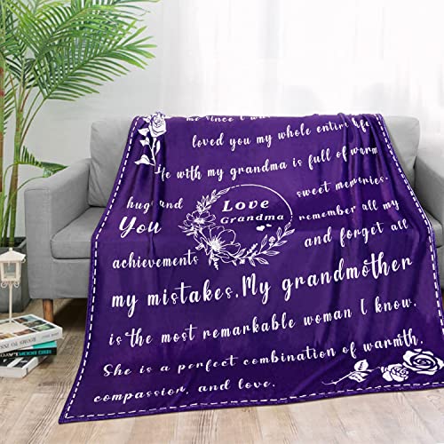 Gifts for Grandma from Grandson or Granddaughter - Soft Flannel Hug Grandmother Throw Blanket Thanksgiving, Christmas, Nana Birthday Gifts