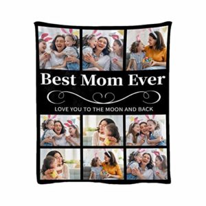 mypupsocks custom best mom ever cozy throw blanket love you to the moon and back cute pattern throw blanket gifts for mother's day birthday christmas for all season lightweight throw 60"x80"
