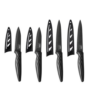 jjoo paring knife, 8 pcs paring knives with sheath, 4 & 4.5 inch fruit and pairing knife, german steel kitchen knife, paring knife set for home and restaurant