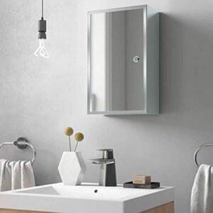ketcham 715k - 9" w x 15" h lockable series surface mounted bright annealed stainless steel framed mirror medicine cabinet