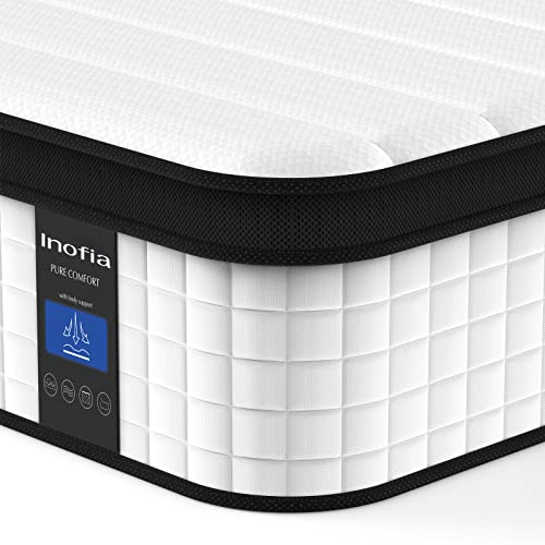 Inofia Twin XL Mattress, 12 Inch Hybrid Innerspring Single Mattress in a Box, Cool Bed with Breathable Soft Knitted Fabric Cover