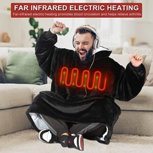 AexInbo Heated Hoodie with Large Heating Area, 7.4v 6000mAh Rechargeable Battery USB Heated Wearable Blanket with Far Infrared Heating, Heated Robe Are Cozy Warm Soft, Perfect for Sofa, Bed, Outdoor