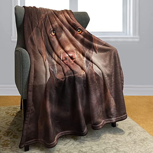HommomH Chocolate Lab Blanket, Brown Labrador Dog Print, Soft Fluffy Fleece Throw, 50"x80"