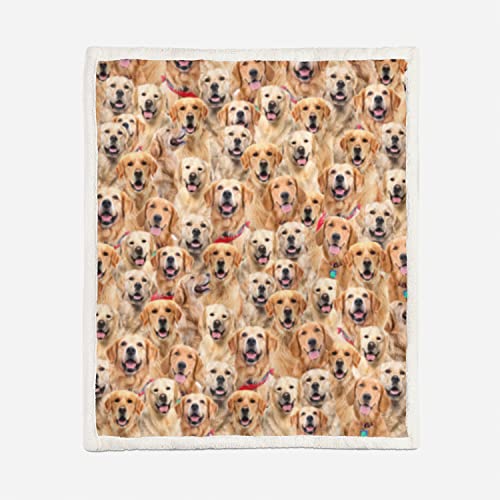 AILONEN Dog Blanket for Kids Adults, Animal Cute Puppy Plush Blanket, Double Sided Fabric Lamb Wool Flannel Sherpa Throw Blanket(Golden Retriever,Throw, 47 x31 Inches)