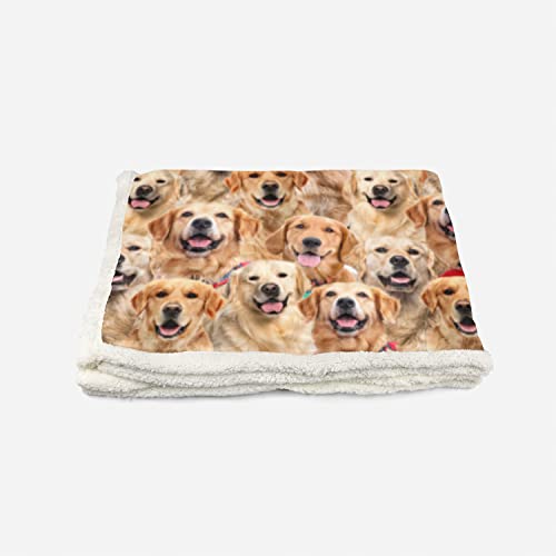 AILONEN Dog Blanket for Kids Adults, Animal Cute Puppy Plush Blanket, Double Sided Fabric Lamb Wool Flannel Sherpa Throw Blanket(Golden Retriever,Throw, 47 x31 Inches)