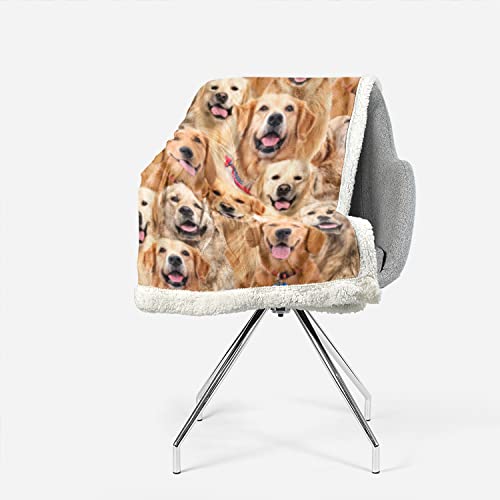 AILONEN Dog Blanket for Kids Adults, Animal Cute Puppy Plush Blanket, Double Sided Fabric Lamb Wool Flannel Sherpa Throw Blanket(Golden Retriever,Throw, 47 x31 Inches)