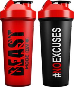 jeela sports - 2 pack protein shaker bottles for protein mixes with shake ball - 24 oz, dishwasher safe blender shaker bottles, shaker cup for protein shakes for pre & post workout- gifts, gym