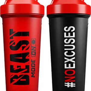 JEELA SPORTS - 2 PACK Protein Shaker Bottles for Protein Mixes With Shake Ball - 24 Oz, Dishwasher Safe Blender Shaker Bottles, Shaker Cup for Protein Shakes for Pre & Post Workout- Gifts, Gym