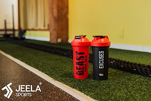 JEELA SPORTS - 2 PACK Protein Shaker Bottles for Protein Mixes With Shake Ball - 24 Oz, Dishwasher Safe Blender Shaker Bottles, Shaker Cup for Protein Shakes for Pre & Post Workout- Gifts, Gym