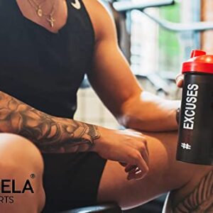 JEELA SPORTS - 2 PACK Protein Shaker Bottles for Protein Mixes With Shake Ball - 24 Oz, Dishwasher Safe Blender Shaker Bottles, Shaker Cup for Protein Shakes for Pre & Post Workout- Gifts, Gym