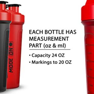 JEELA SPORTS - 2 PACK Protein Shaker Bottles for Protein Mixes With Shake Ball - 24 Oz, Dishwasher Safe Blender Shaker Bottles, Shaker Cup for Protein Shakes for Pre & Post Workout- Gifts, Gym