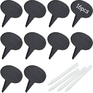 16 pieces cheese markers for charcuterie board, black cheese labels chalkboard picks cupcake name tag toppers for food dinner wedding birthday parties (oval shape)