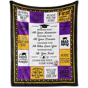 nicefornice custom graduation blanket gifts, 40"x30" cozy flannel throw blankets, personalized graduate class of 2023 gift for her him, senior school university college students