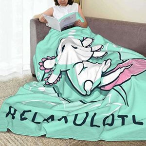 Relaxolotl Funny Cute Axolotl Blankets Cozy Lightweight Soft Blankets and Throws for Sofa,50"x40"Anti-Pilling Flannel Cozy Blankets for Women Man Gift Adults Kid