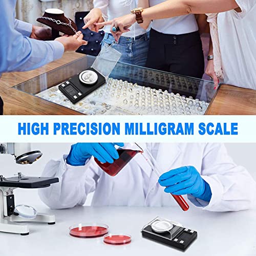 UNIWEIGH Milligram Scale 50g/0.001g,Precision Mini Carat Gram Scale for Powder Medicine,Jewelry,Gem,Reloading,Lab,Pocket Scale with Cal Weight,Professional Mg Scale with Tare,LCD Display,Powder Scoop