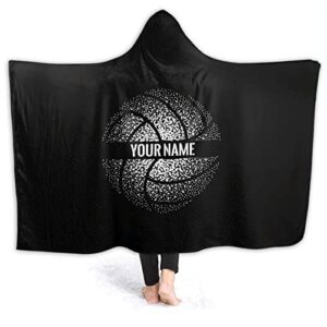 personalized hooded blanket with name, custom volleyball wearable blanket gift, lightweight flannel soft and cozy, 50'' x 60'' for teen, arahant